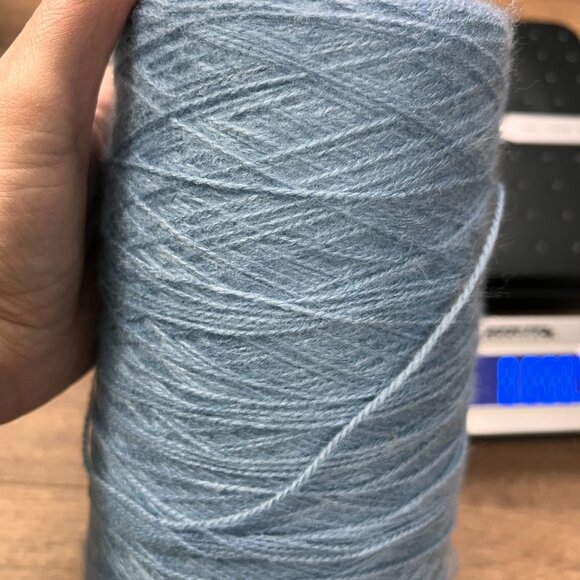 Brushed Cotton Blend Fiber Blue Fingering Weight Yarn Cone - Picture 8 of 8